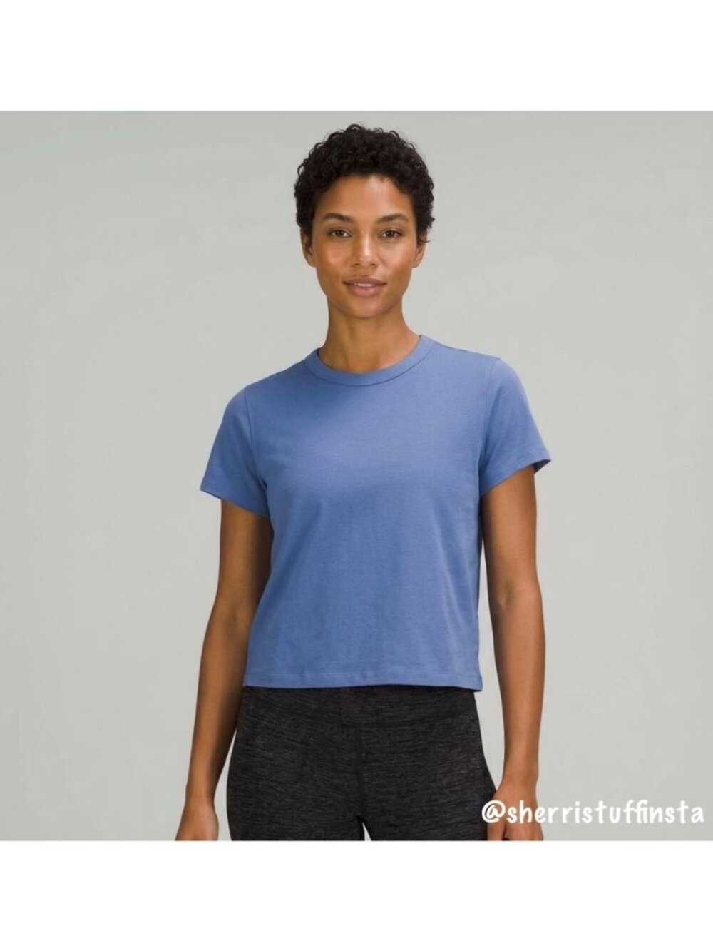 EXCELLENT Lululemon Classic-Fit Cotton-Blend T-Shirt Water Blue Short Sleeve S/4 - Picture 9 of 9